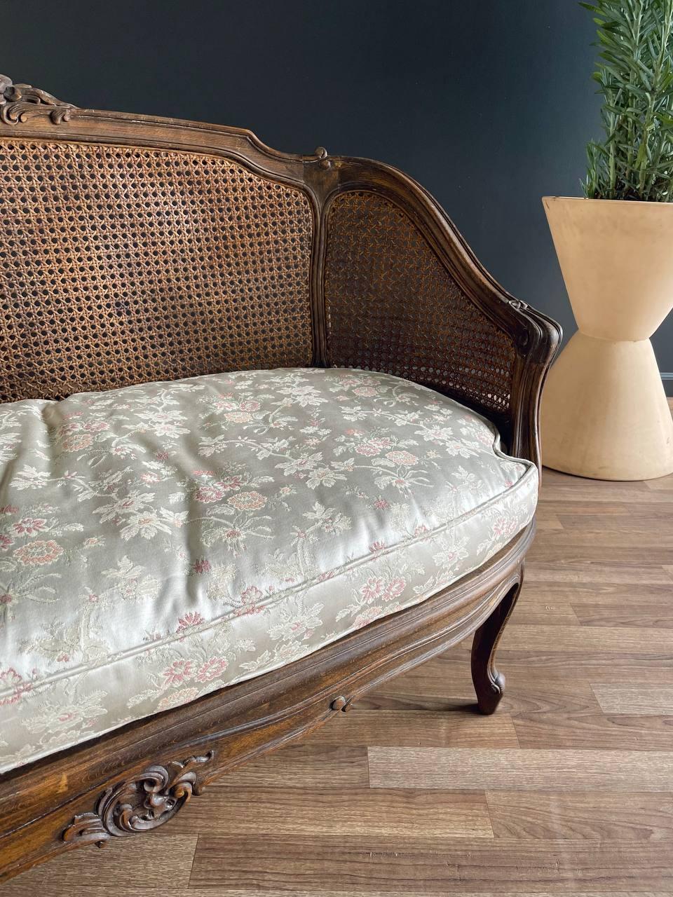 Antique French Louis XV Style Caned Settee Sofa 2