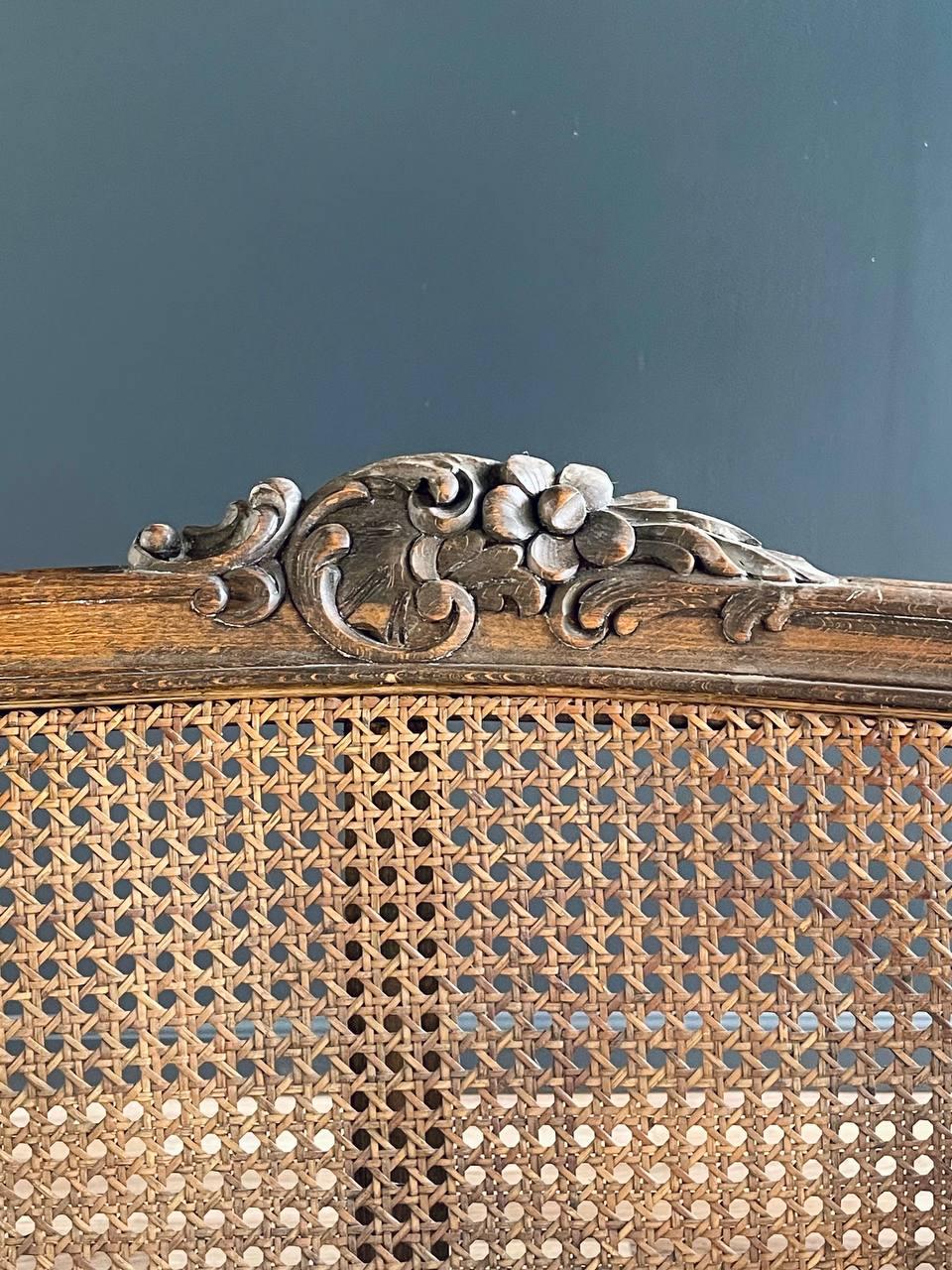 Antique French Louis XV Style Caned Settee Sofa 4
