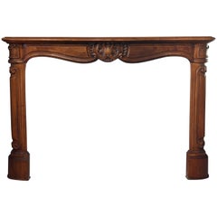 Antique French Louis XV Style Carved Fireplace Mantle, 19th Century