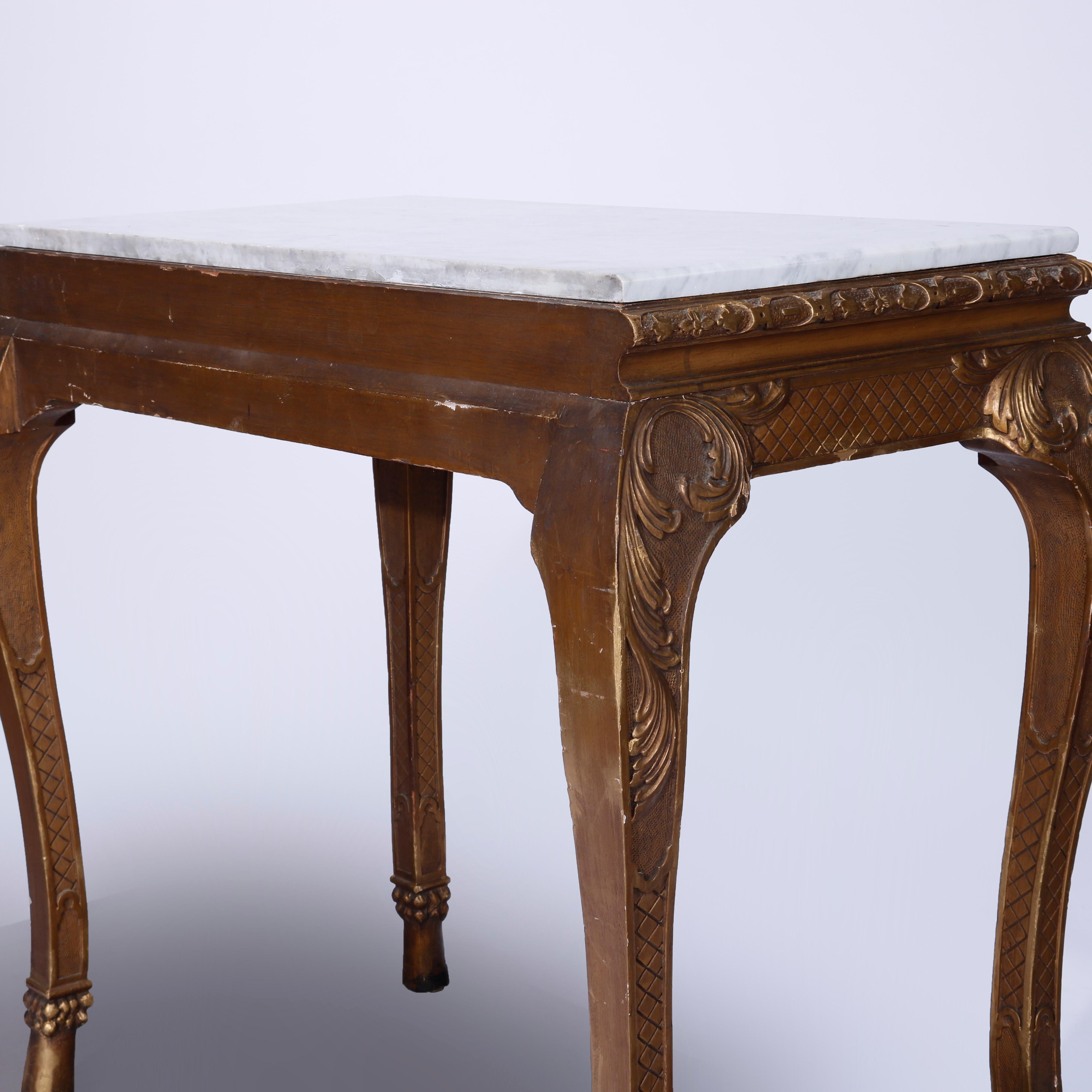 Antique French Louis XV Style Carved Giltwood & Marble Console Table 19th C 13
