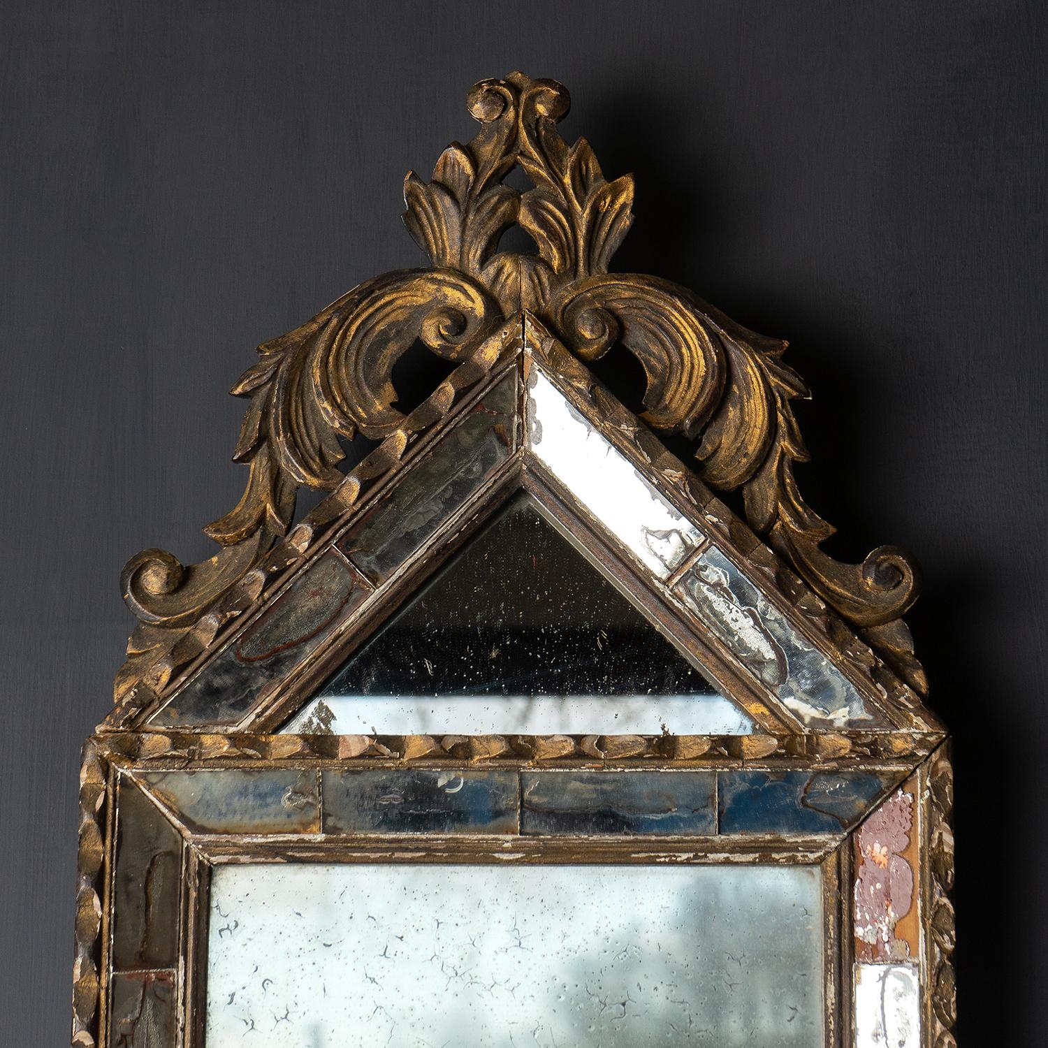 Baroque Antique French Louis XV Style Carved Giltwood Wall Mirror, 19th Century