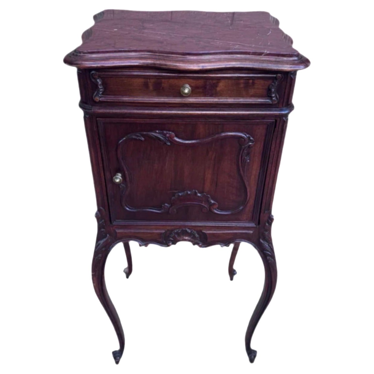 Antique French Louis XV Stil geschnitzt Marmor Top Humidor Rauchen Lagerung Tabelle im Angebot