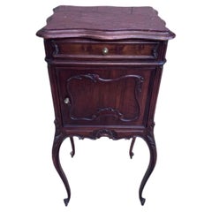 Antique French Louis XV Style Carved Marble Top Humidor Smoking Storage Table