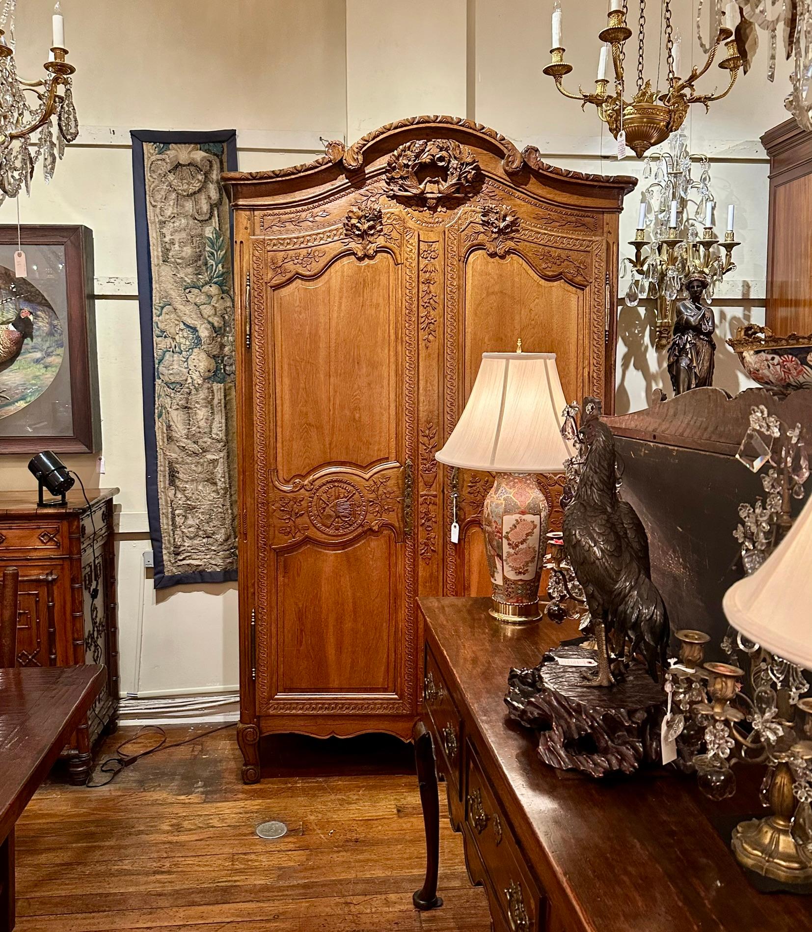 Antique French Louis XV Style Carved Oak 