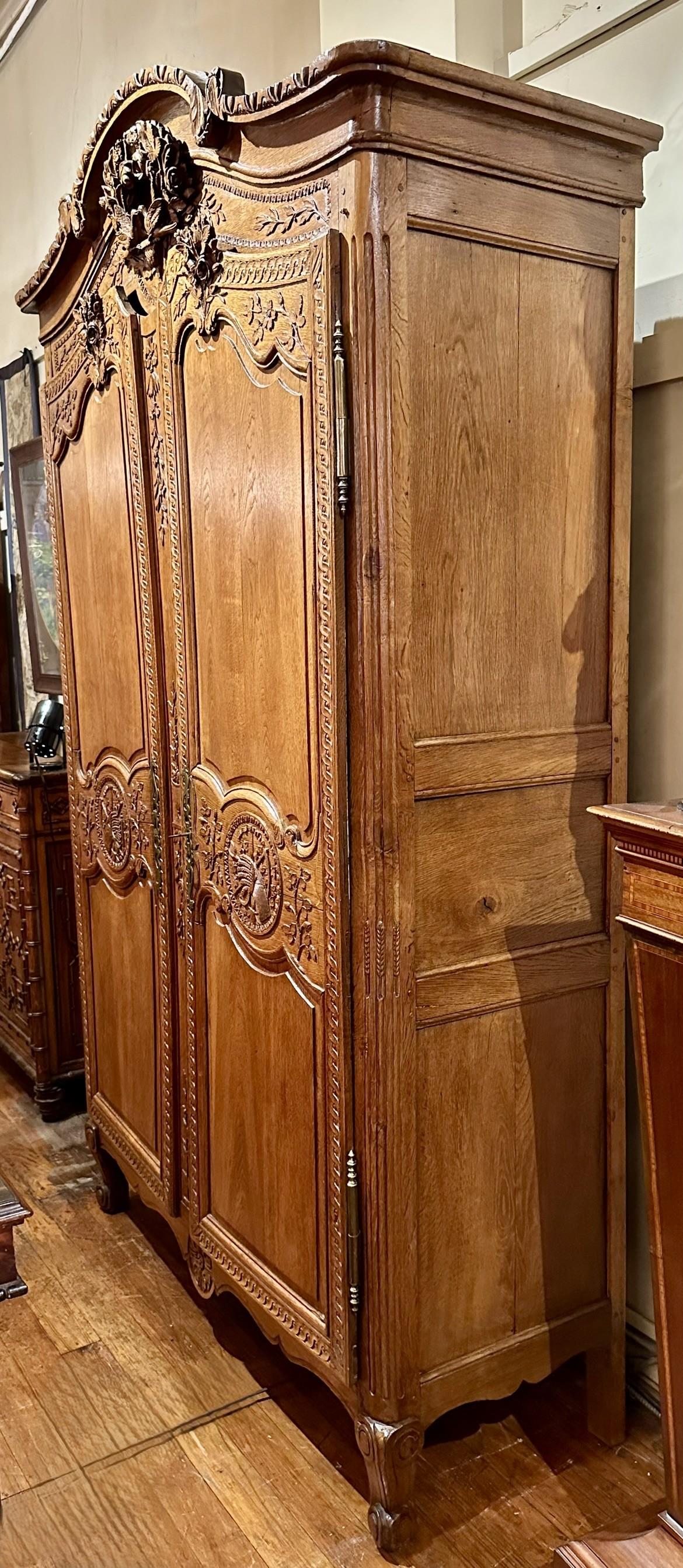 Antique French Louis XV Style Carved Oak 