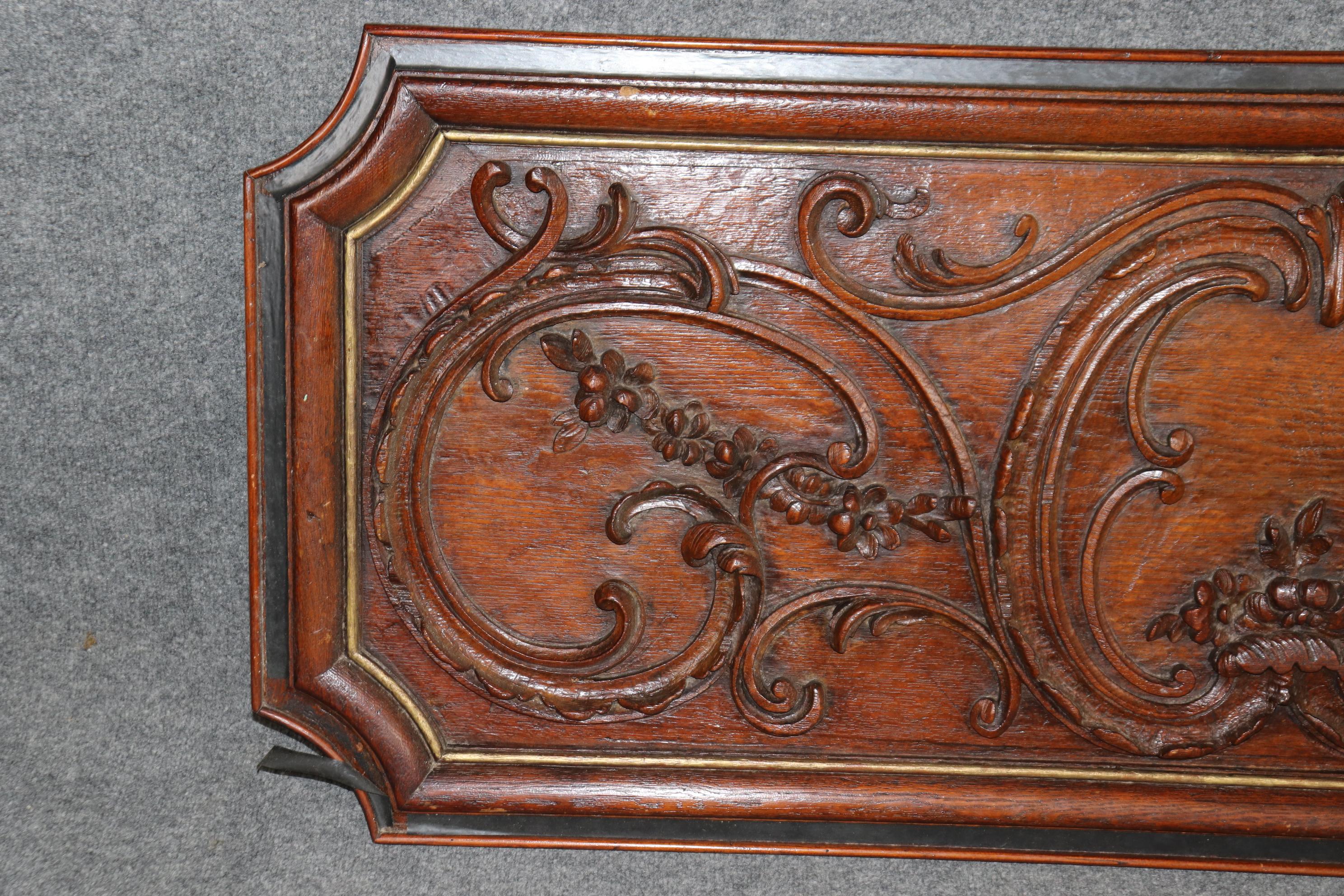 Antique French Louis XV Style Carved Oak Gilded Boiserie Door Topper For Sale 1