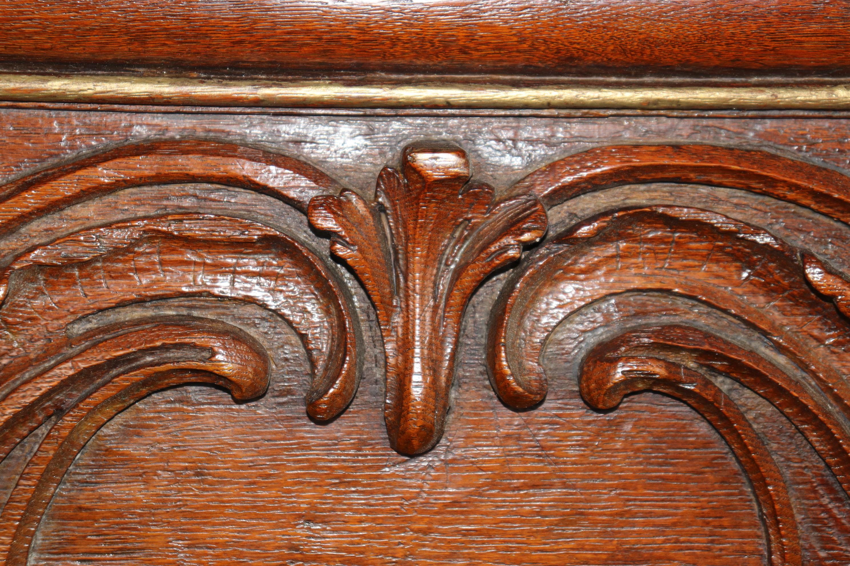 Antique French Louis XV Style Carved Oak Gilded Boiserie Door Topper For Sale 2
