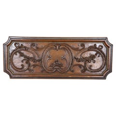 Antique French Louis XV Style Carved Oak Gilded Boiserie Door Topper