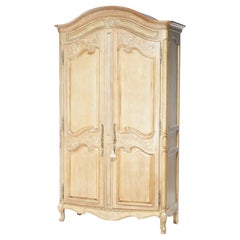 Antique French Louis XV Style Carved Satinwood Armoire by White Furniture 20th C