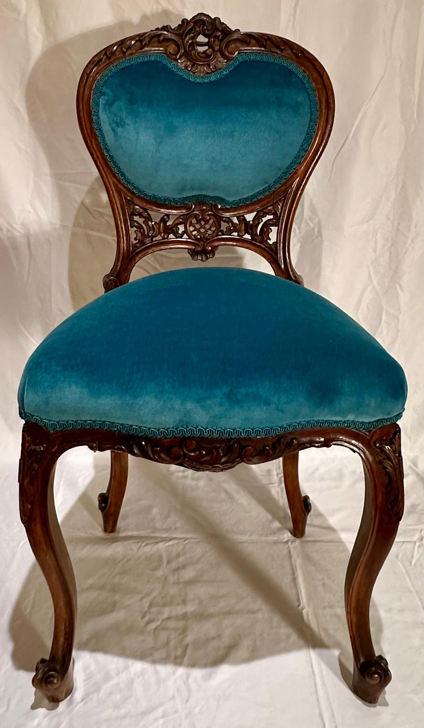 Français Antique French Louis XV Style Carved Walnut Chair, Circa 1880. en vente