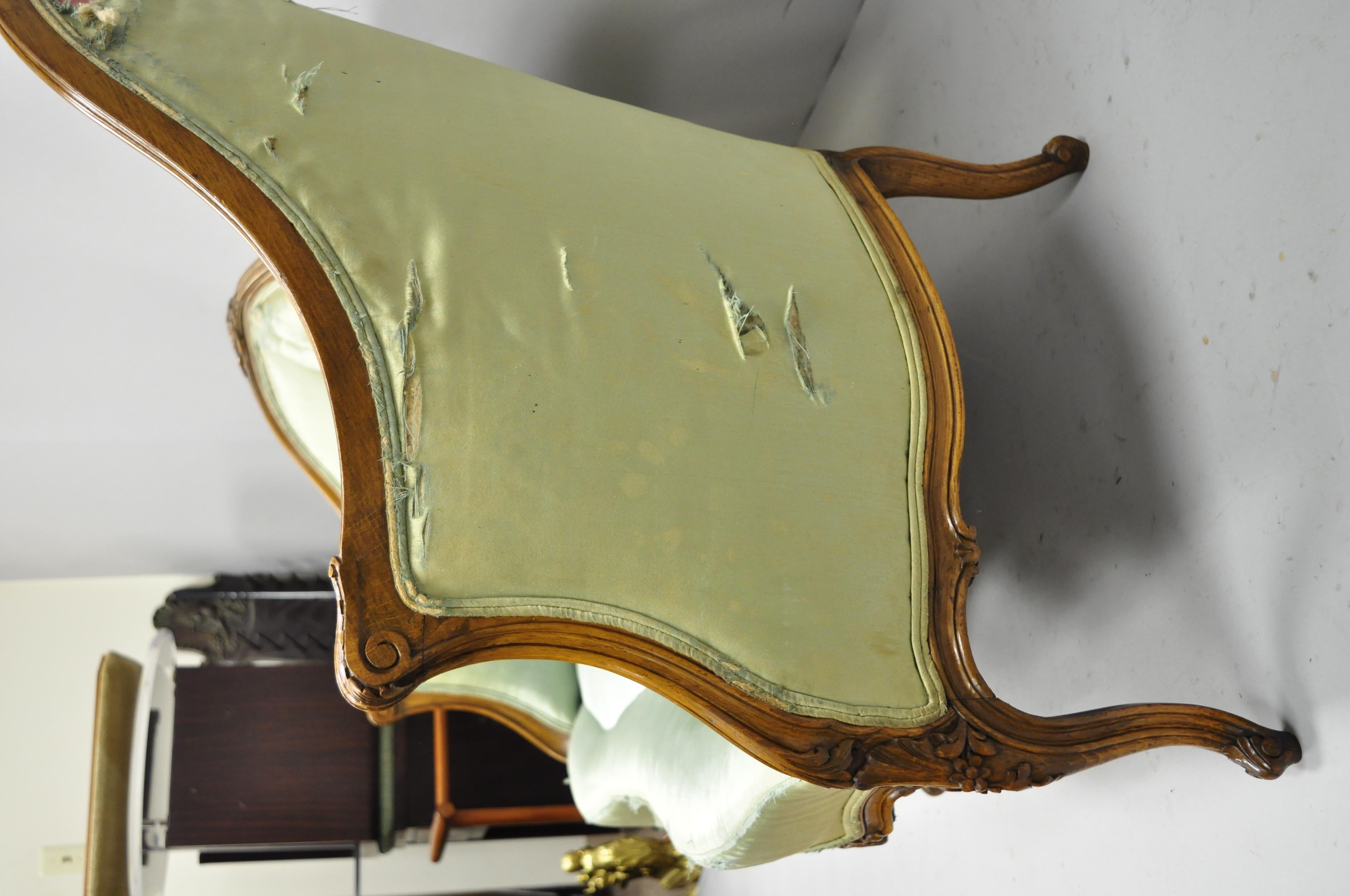 Antique French Louis XV Style Carved Walnut Double Hump Back Settee Loveseat 3