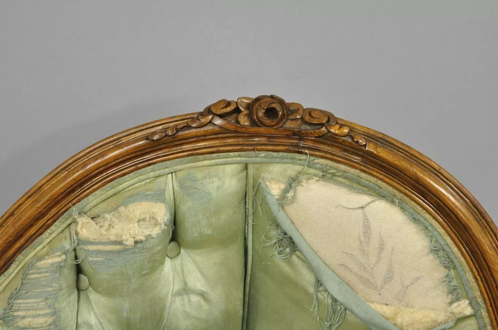 XX secolo Antique French Louis XV Style Carved Walnut Double Hump Back Settee Loveseat in vendita