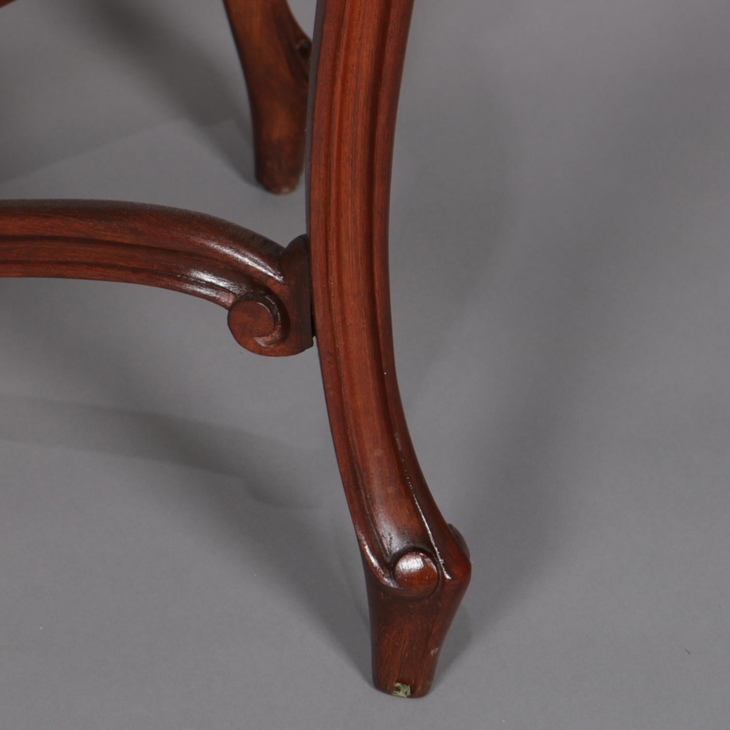 20th Century Antique French Louis XV Style Carved Walnut and Marble Center Table, circa 1900