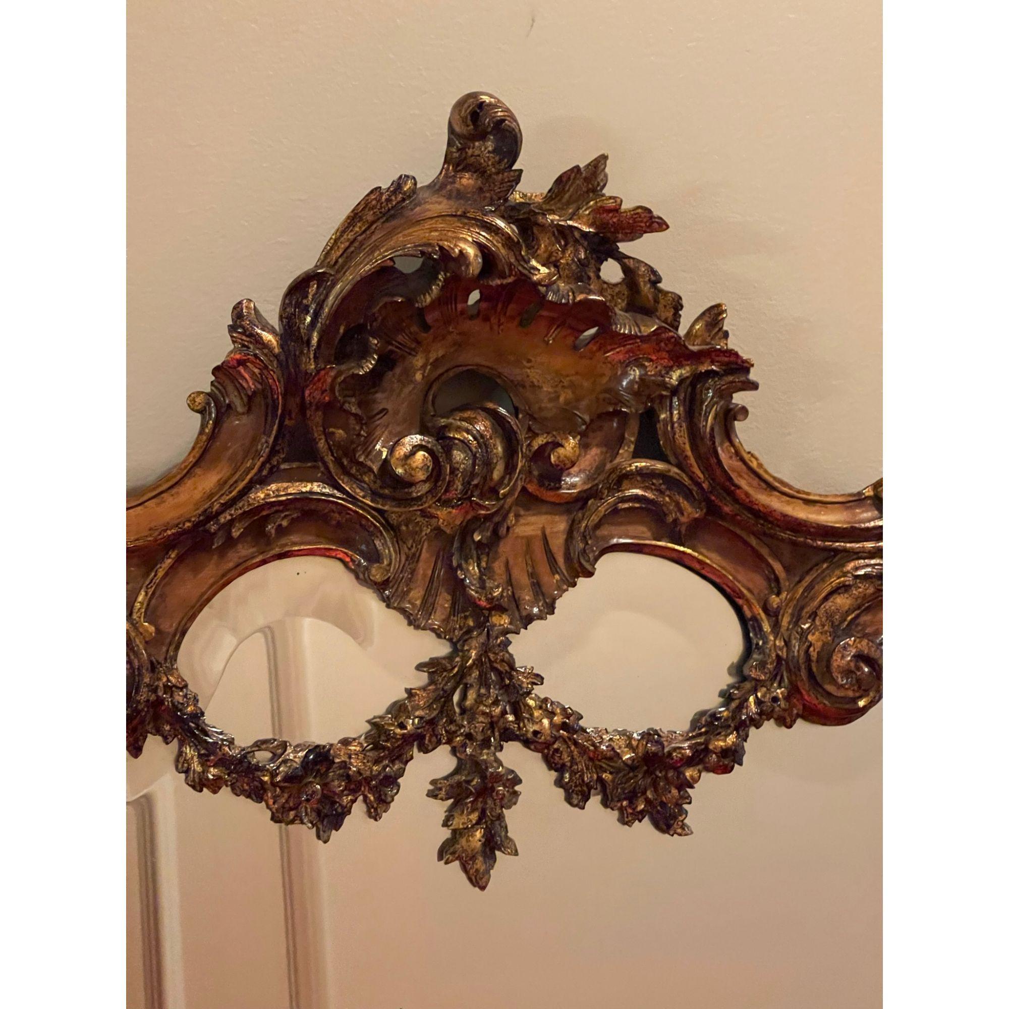 Antique French Louis XV Style Carved Walnut Mirror 1