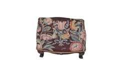 Antique French Louis XV Style Carved Walnut Needlepoint Stool Foot Rest Ottoman