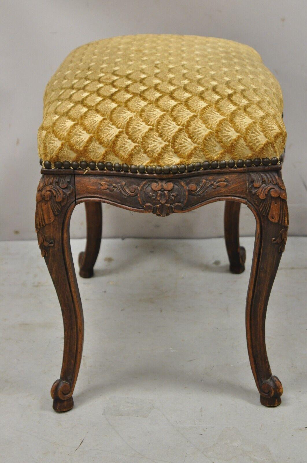 Antique French Louis XV Style Carved Walnut Orange Footstool Ottoman 5