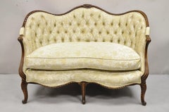 Antique French Louis XV Style Carved Walnut Serpentine Settee Sofa Loveseat