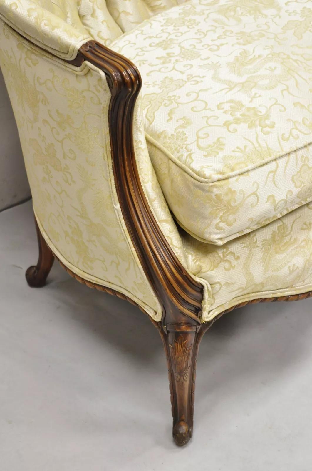 XX secolo Antique French Louis XV Style Carved Walnut Serpentine Settee Sofa Loveseat in vendita