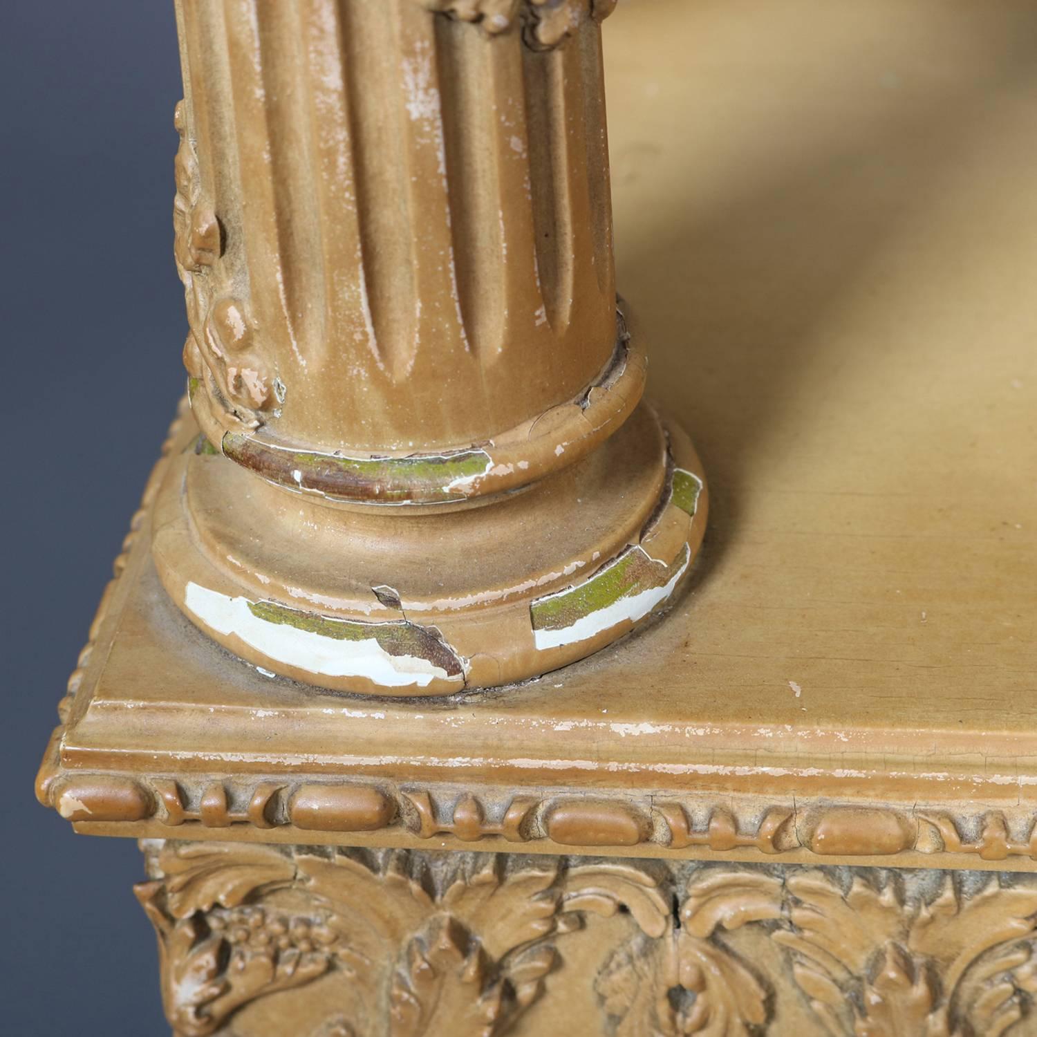 Antique French Louis XV Style Carved Wood & Gesso Sculpture Pedestal, circa 1900 10