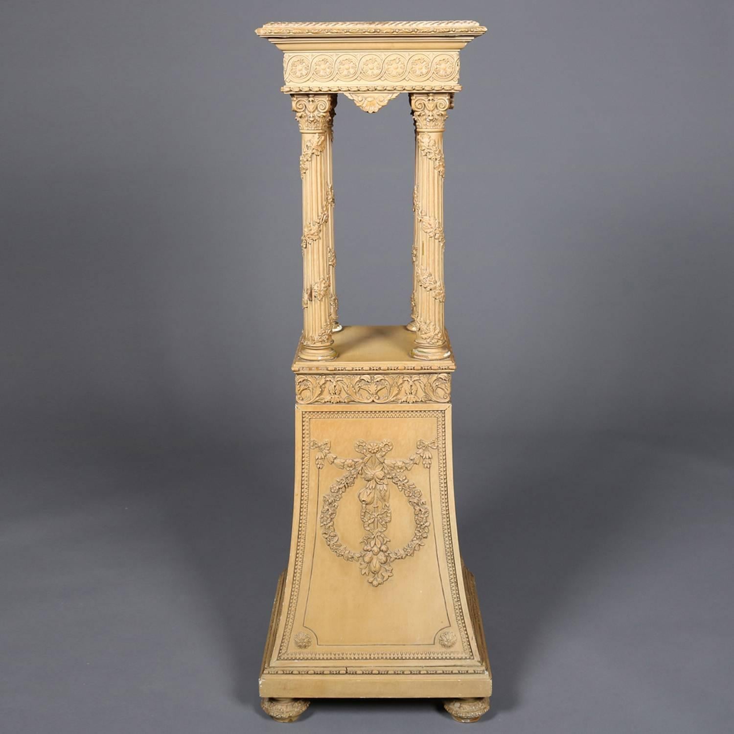 Antique French Louis XV Style Carved Wood & Gesso Sculpture Pedestal, circa 1900 1