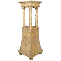 Antique French Louis XV Style Carved Wood & Gesso Sculpture Pedestal, circa 1900