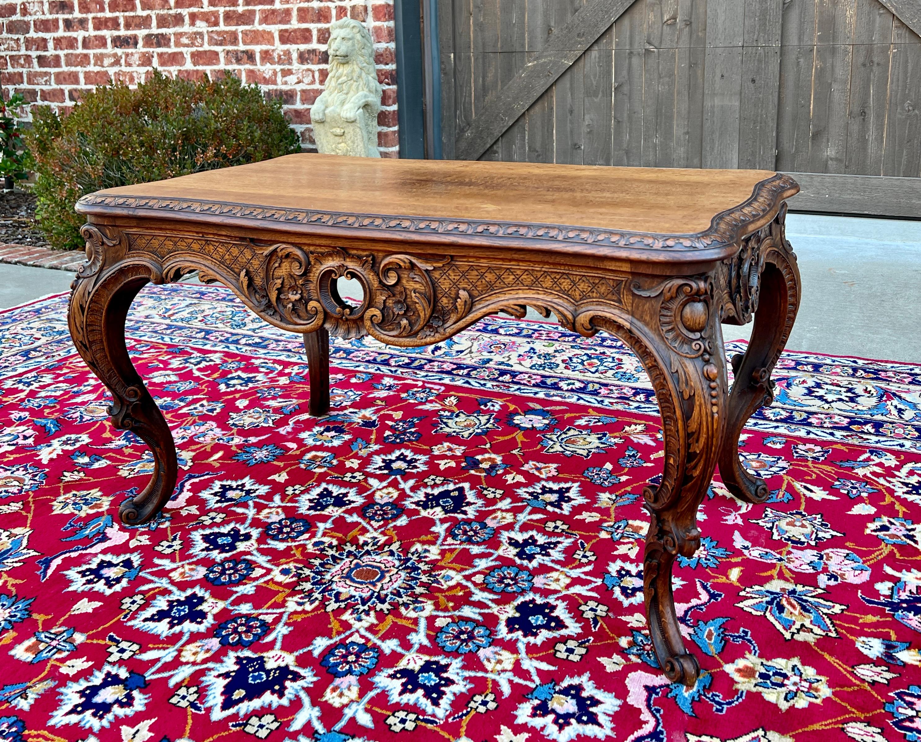 Antique French Louis XV Style Coffee Table Bench Honey Oak Highly Carved For Sale 10