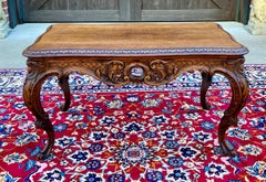 Antique French Louis XV Style Coffee Table Bench Honey Oak Highly Carved