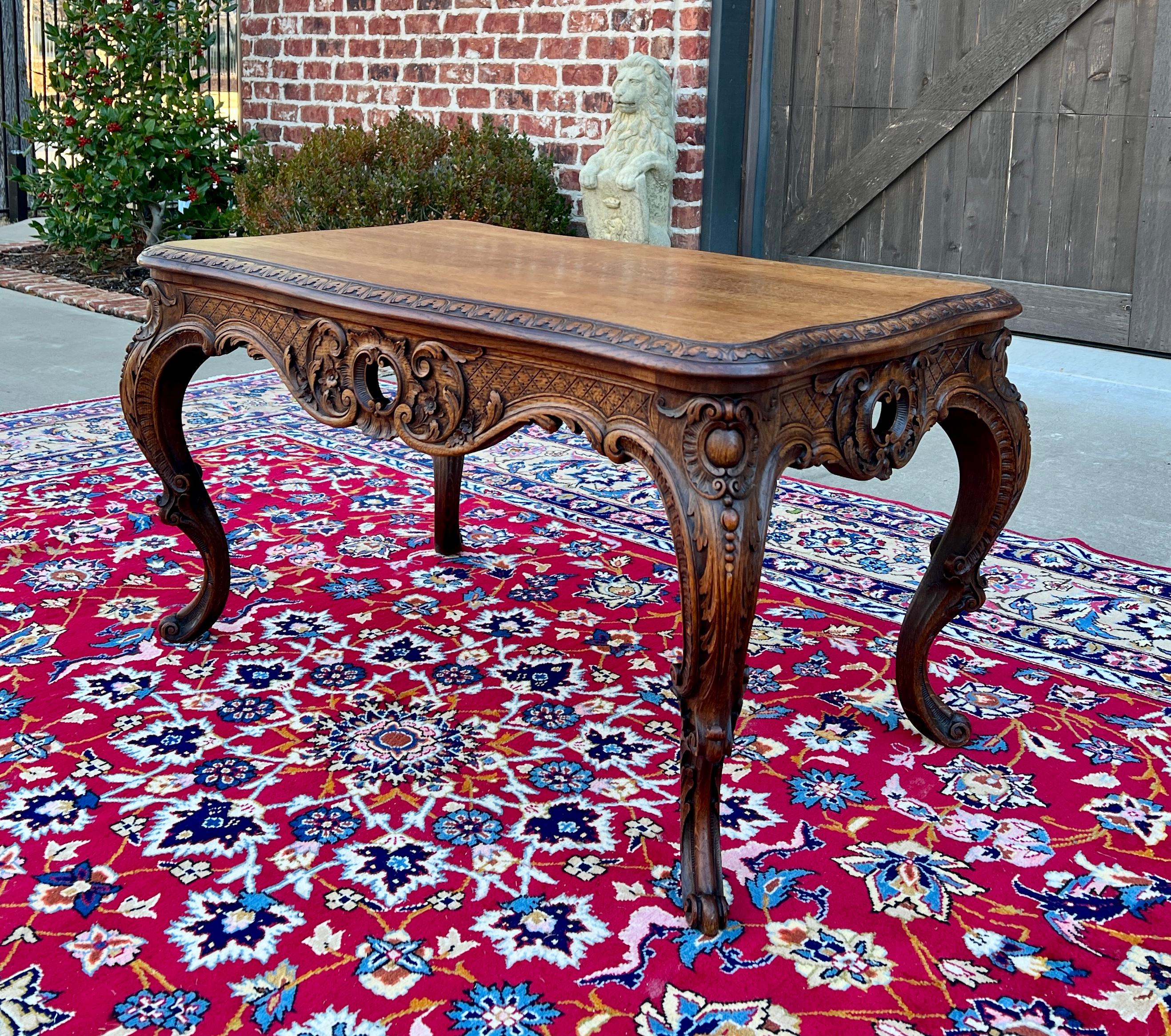 Antique French Louis XV Style Coffee Table Bench Honey Oak Highly Carved For Sale 4