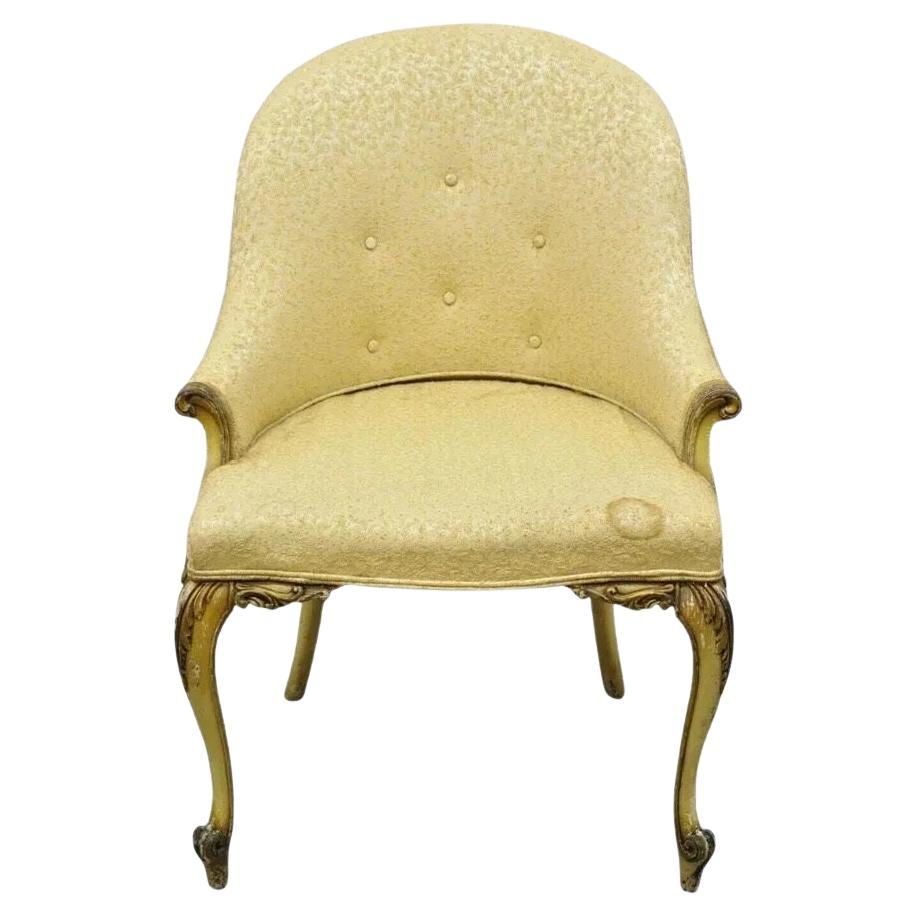 Antique French Louis XV Style Crema Dipinto Boudoir Vanity Accent Side Chair
