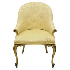 Antique French Louis XV Style Cream Painted Boudoir Vanity Accent Side Chair