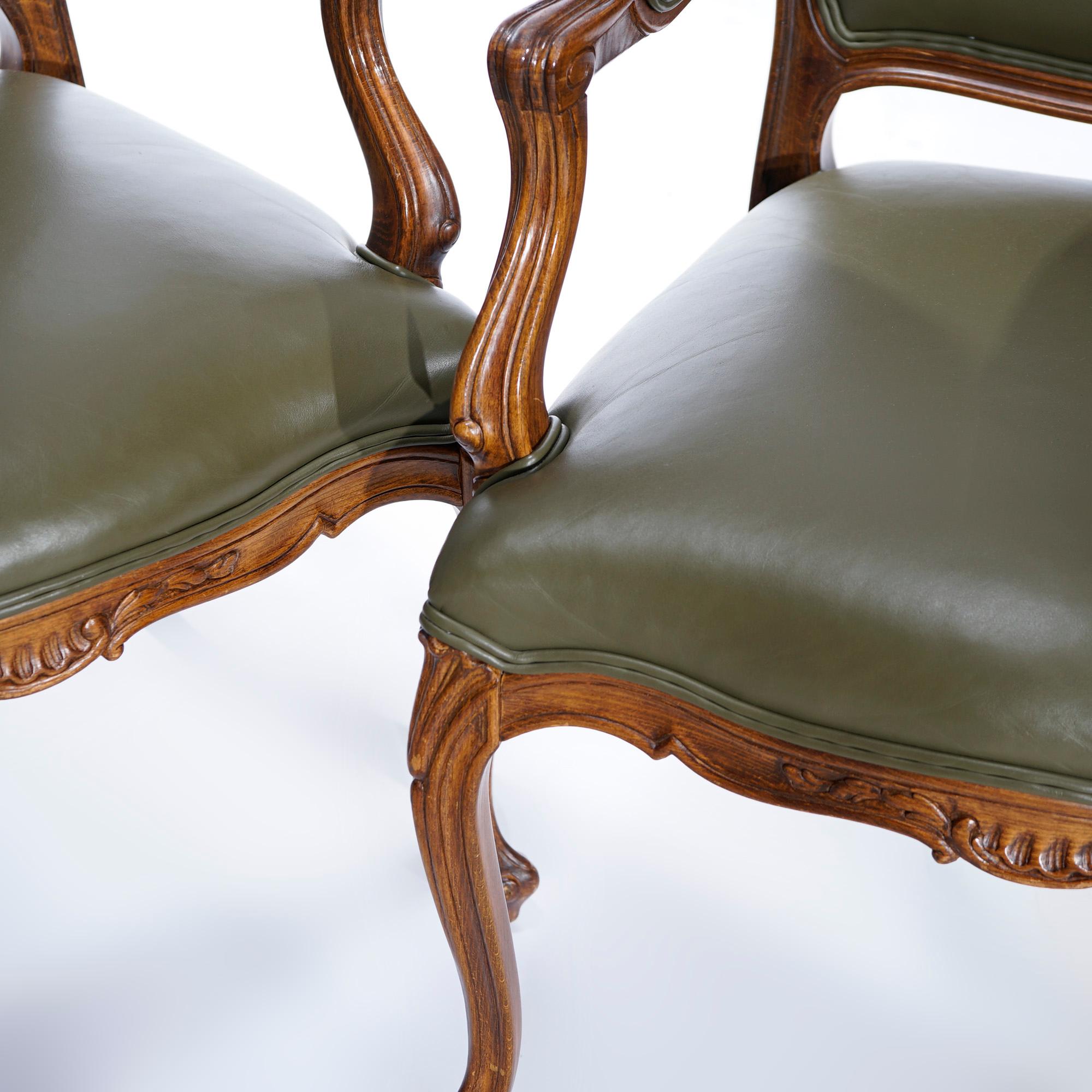Antique French Louis XV Style Ethan Allen Fruitwood Fauteuil Armchairs 20th C 3