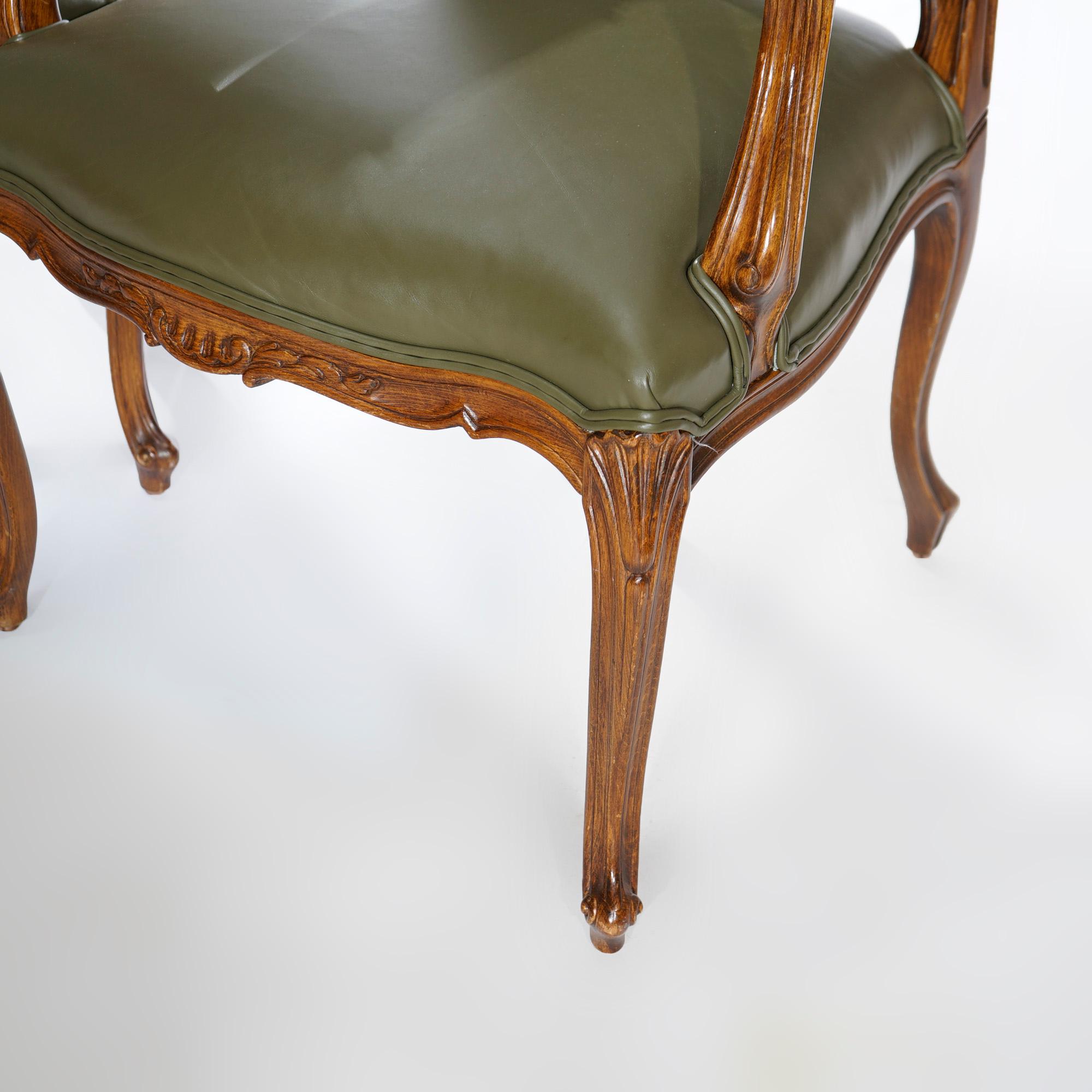 Antique French Louis XV Style Ethan Allen Fruitwood Fauteuil Armchairs 20th C 4