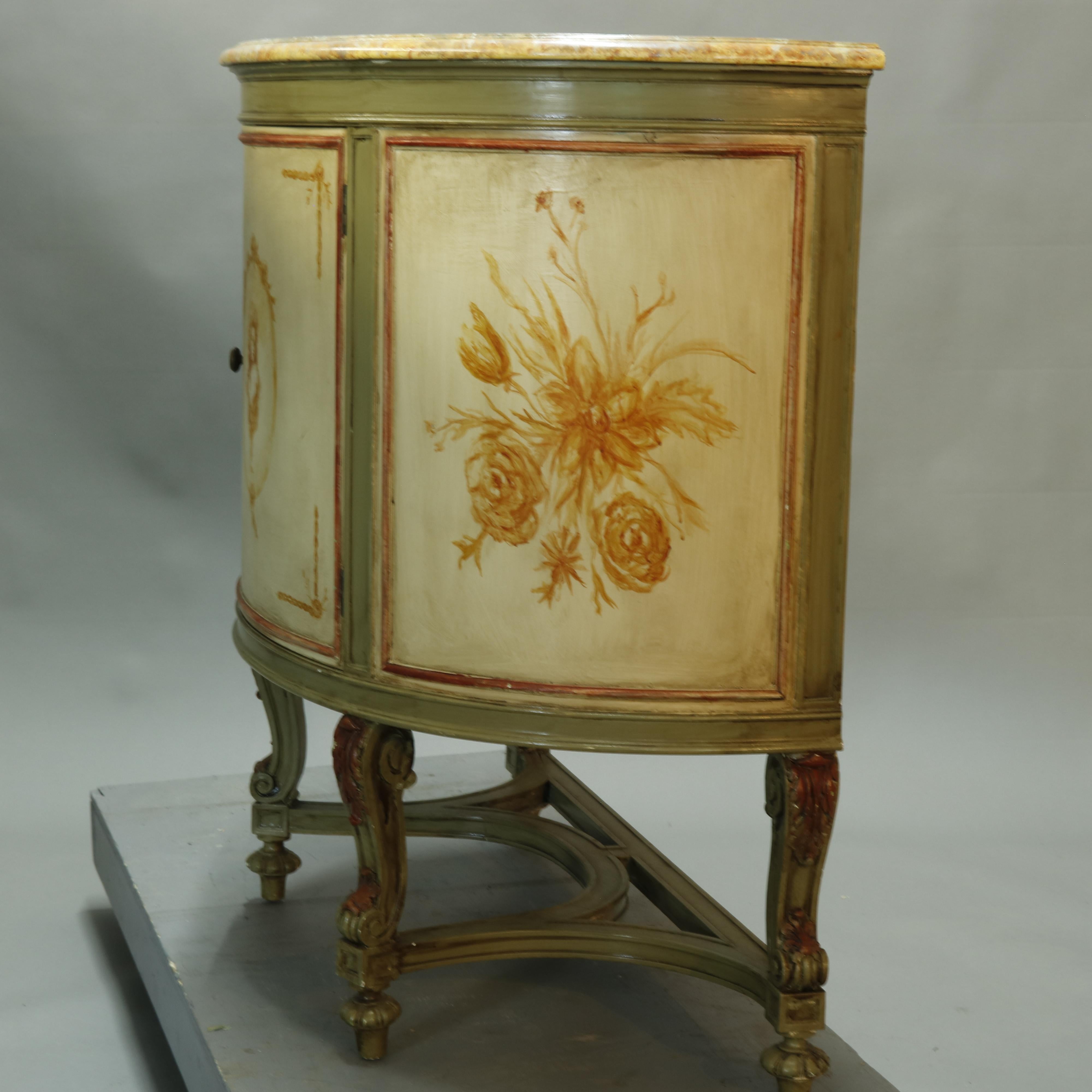 Antique French Louis XV Style Faux Painted Cameo Demilune Console Table, 20th C For Sale 6
