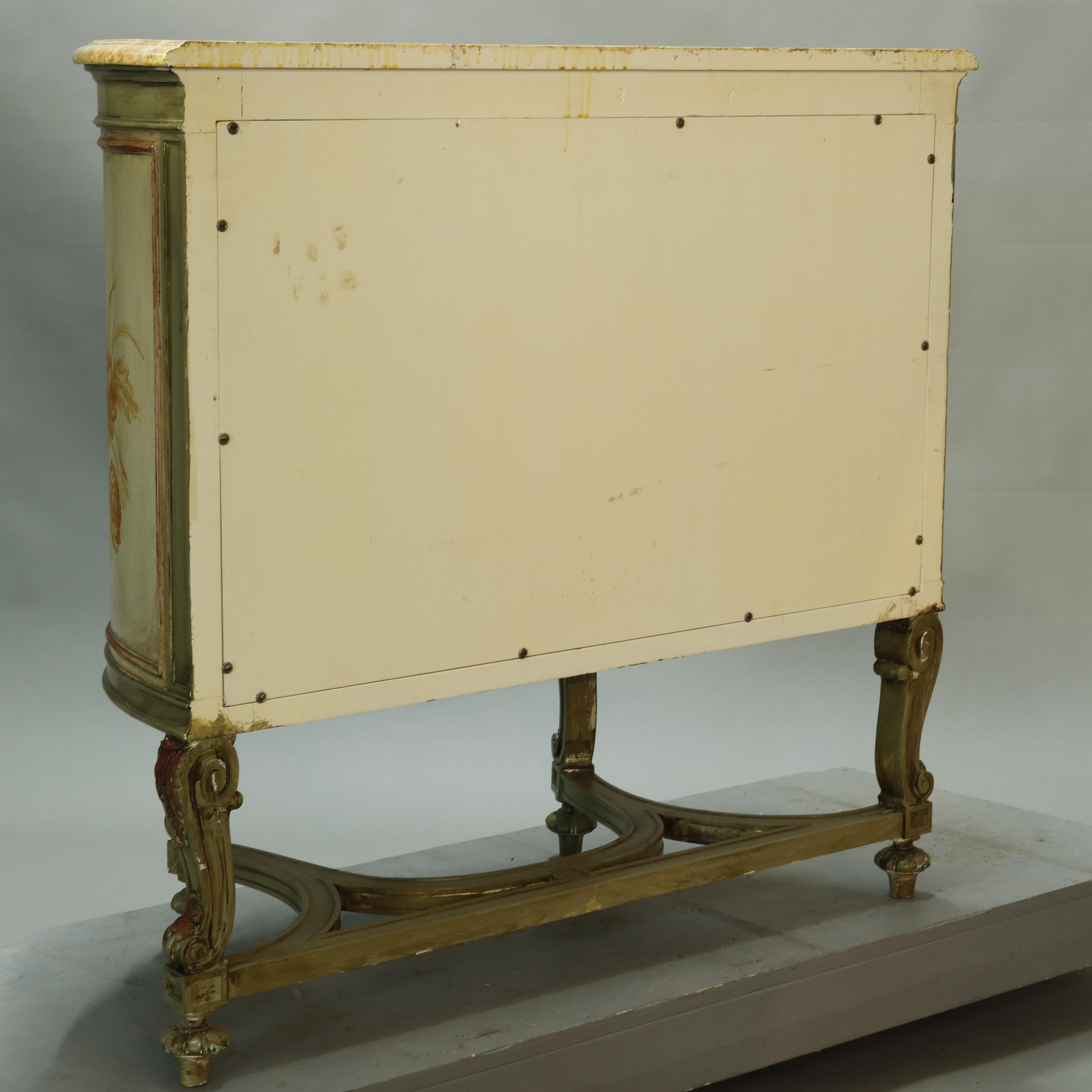 Antique French Louis XV Style Faux Painted Cameo Demilune Console Table, 20th C For Sale 7