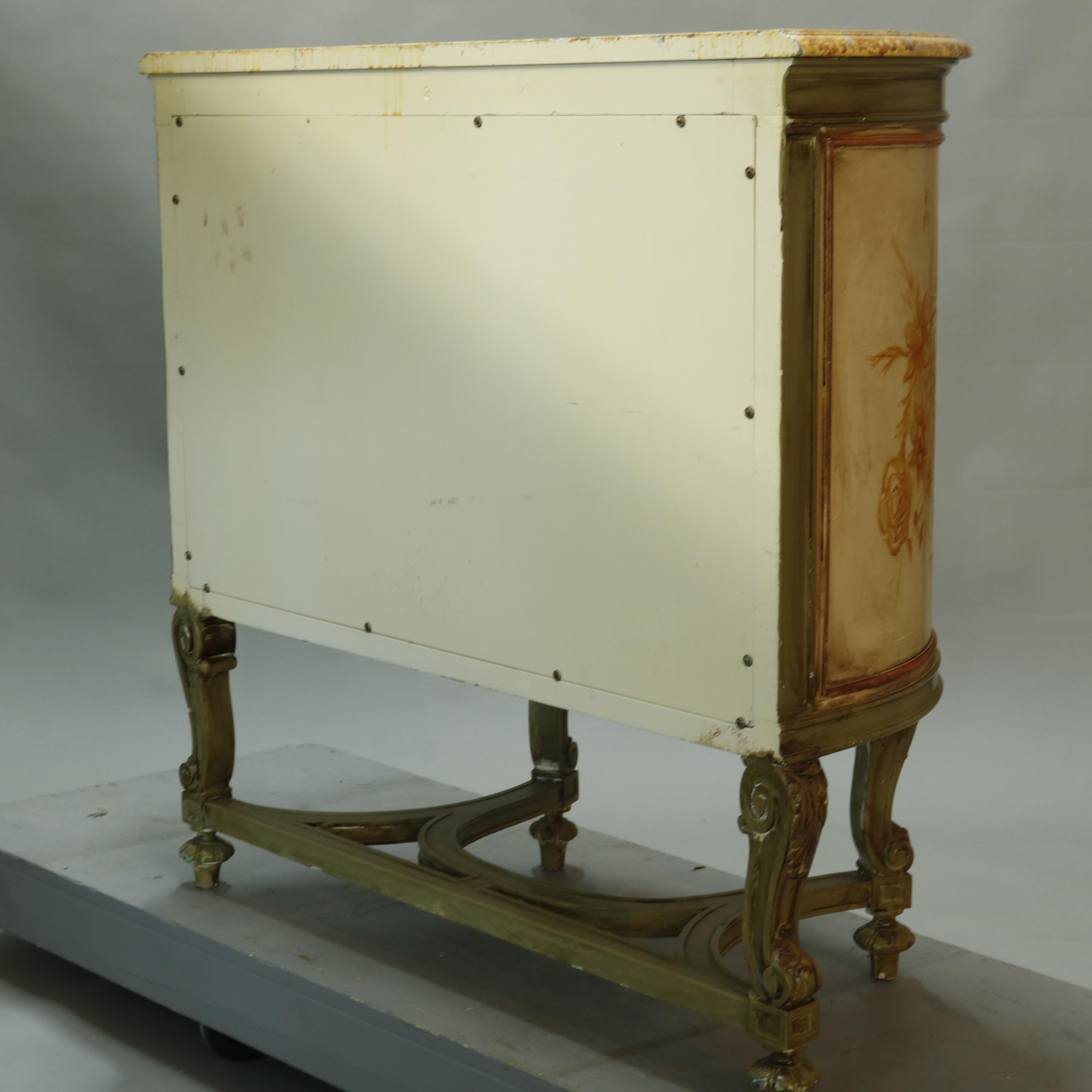 Ancienne table console française de style Louis XV en demi-lune peinte en faux camée, 20ème siècle en vente 7