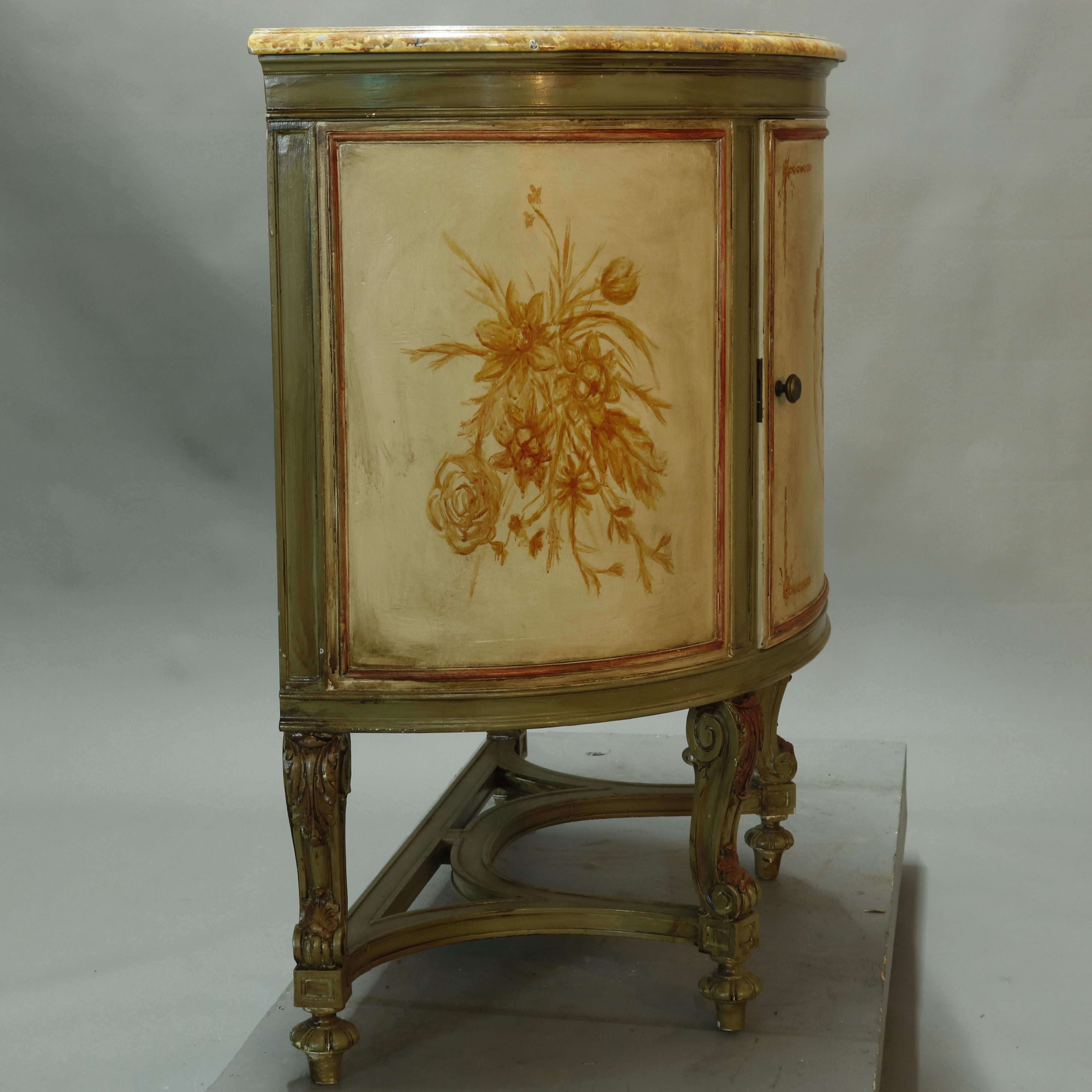 Antique French Louis XV Style Faux Painted Cameo Demilune Console Table, 20th C For Sale 9