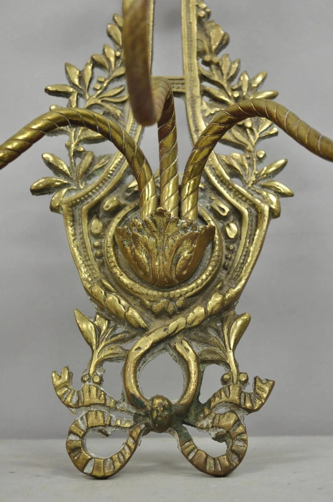XX secolo Antique French Louis XV Style Figural Bronze Candelabra Wall Sconces - a Pair in vendita