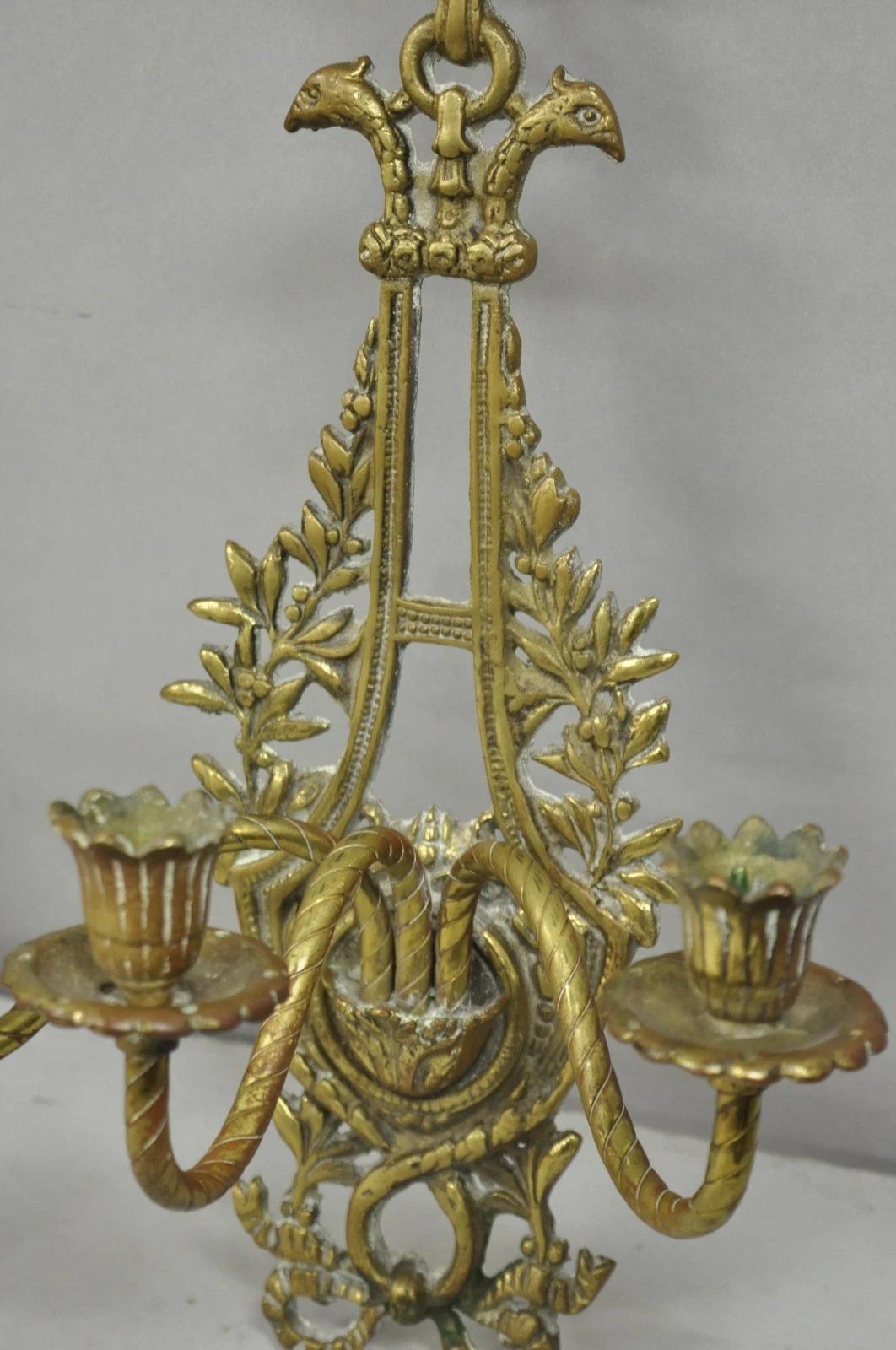 Antique French Louis XV Style Figural Bronze Candelabra Wall Sconces - a Pair in vendita 2