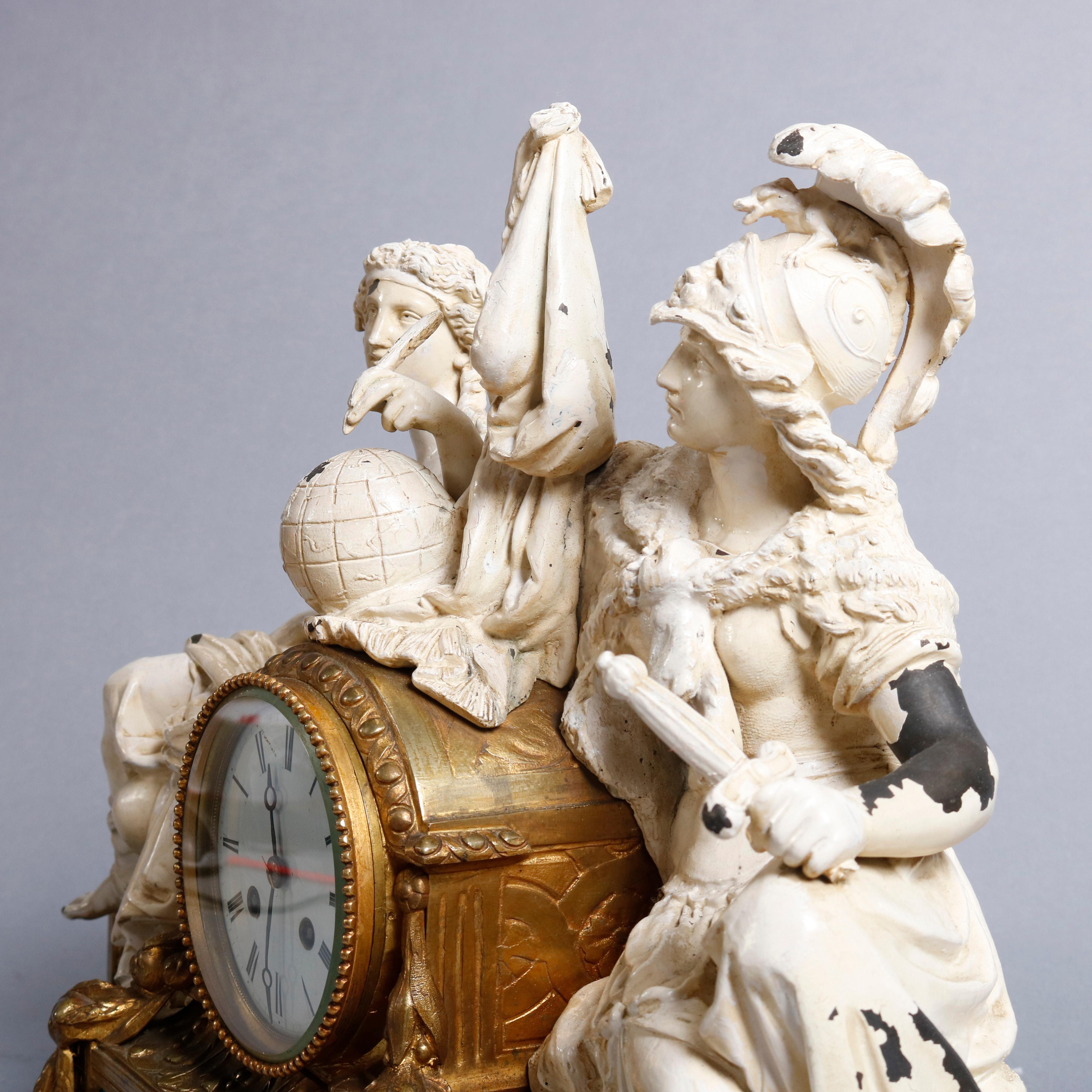 French Louis XV Style Figural Sevres School and Mixed Metal Clock, circa 1880 3