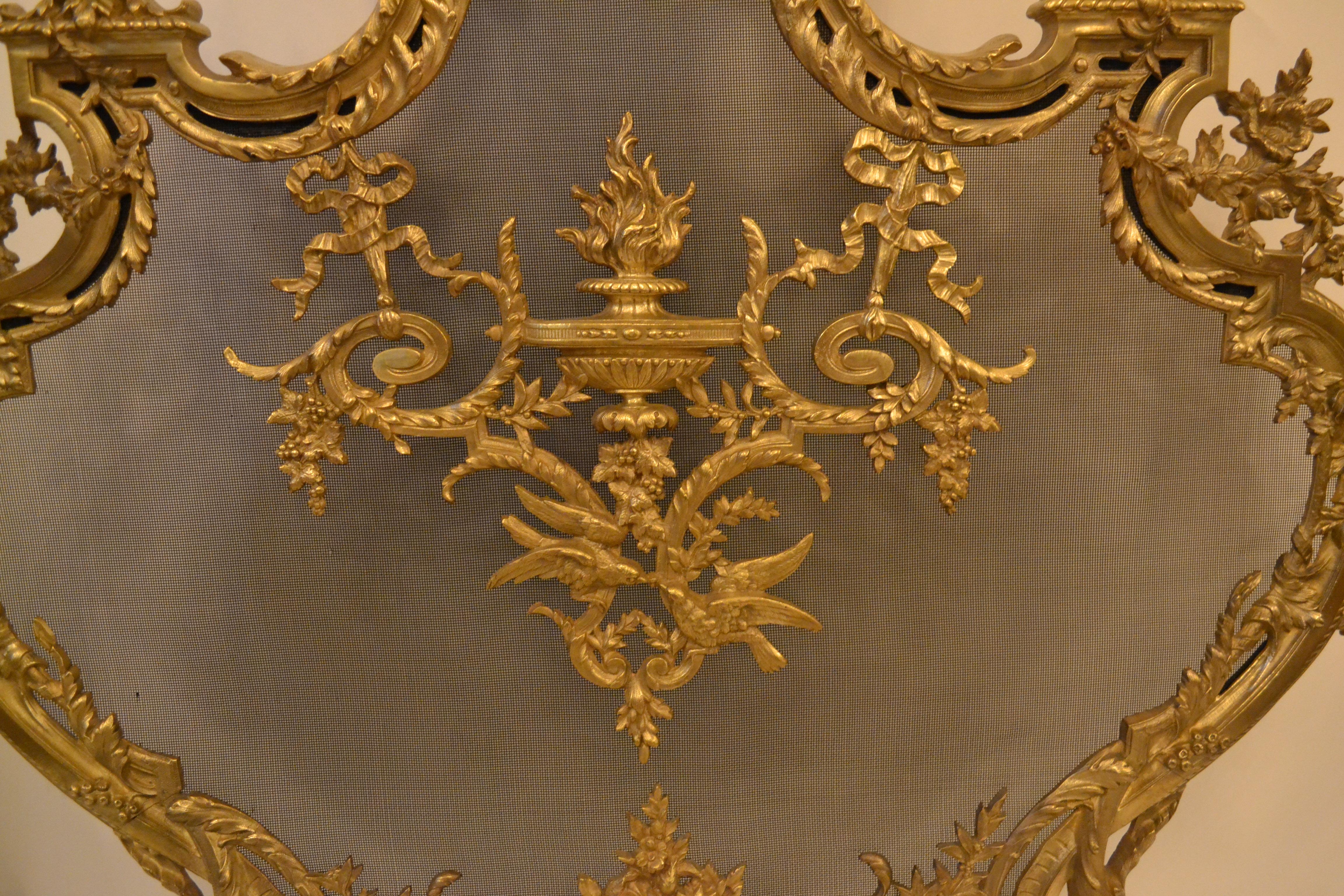 Antique French Louis XV Style Firescreen In Good Condition In New Orleans, LA