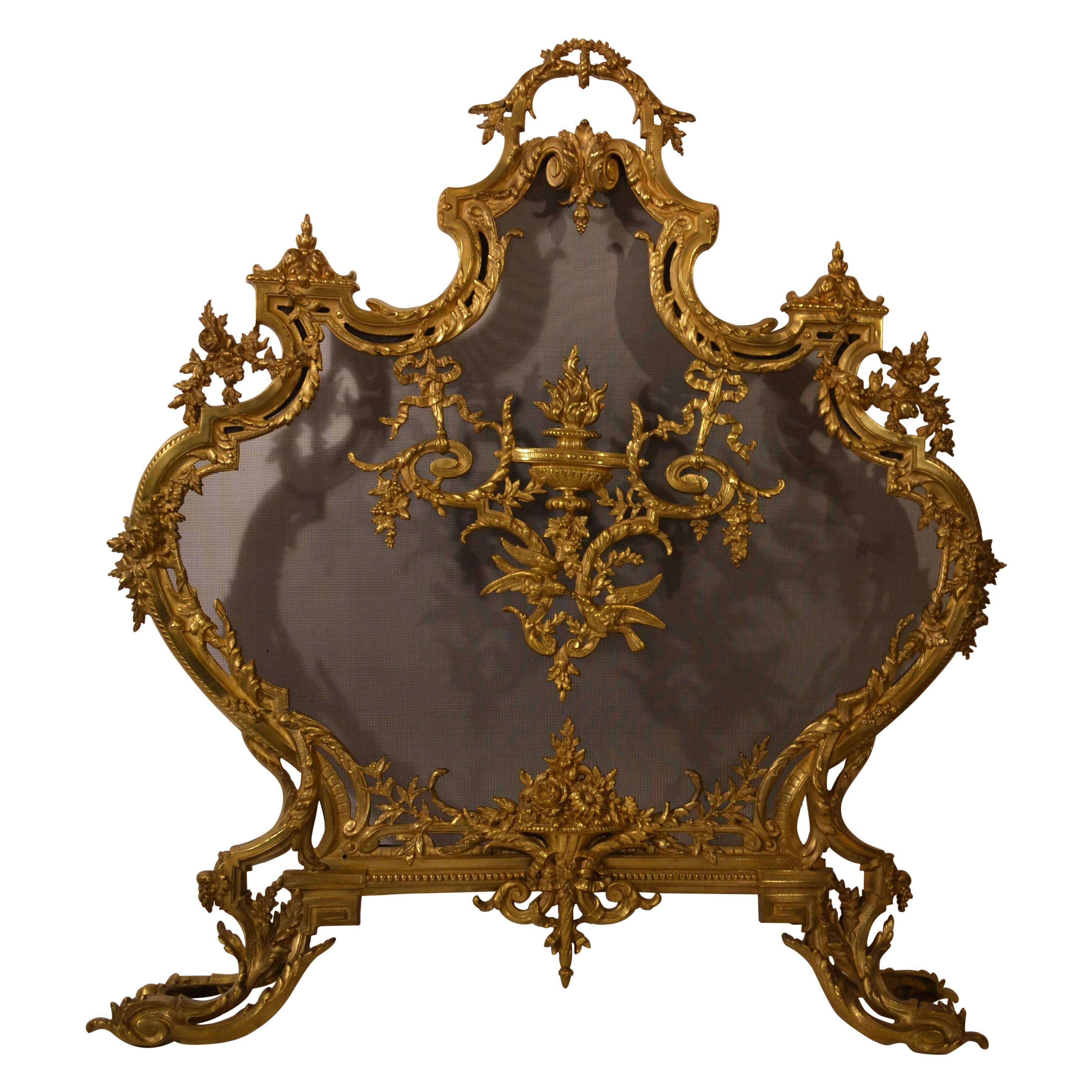 Antiker französischer Kaminschirm im Louis-XV-Stil