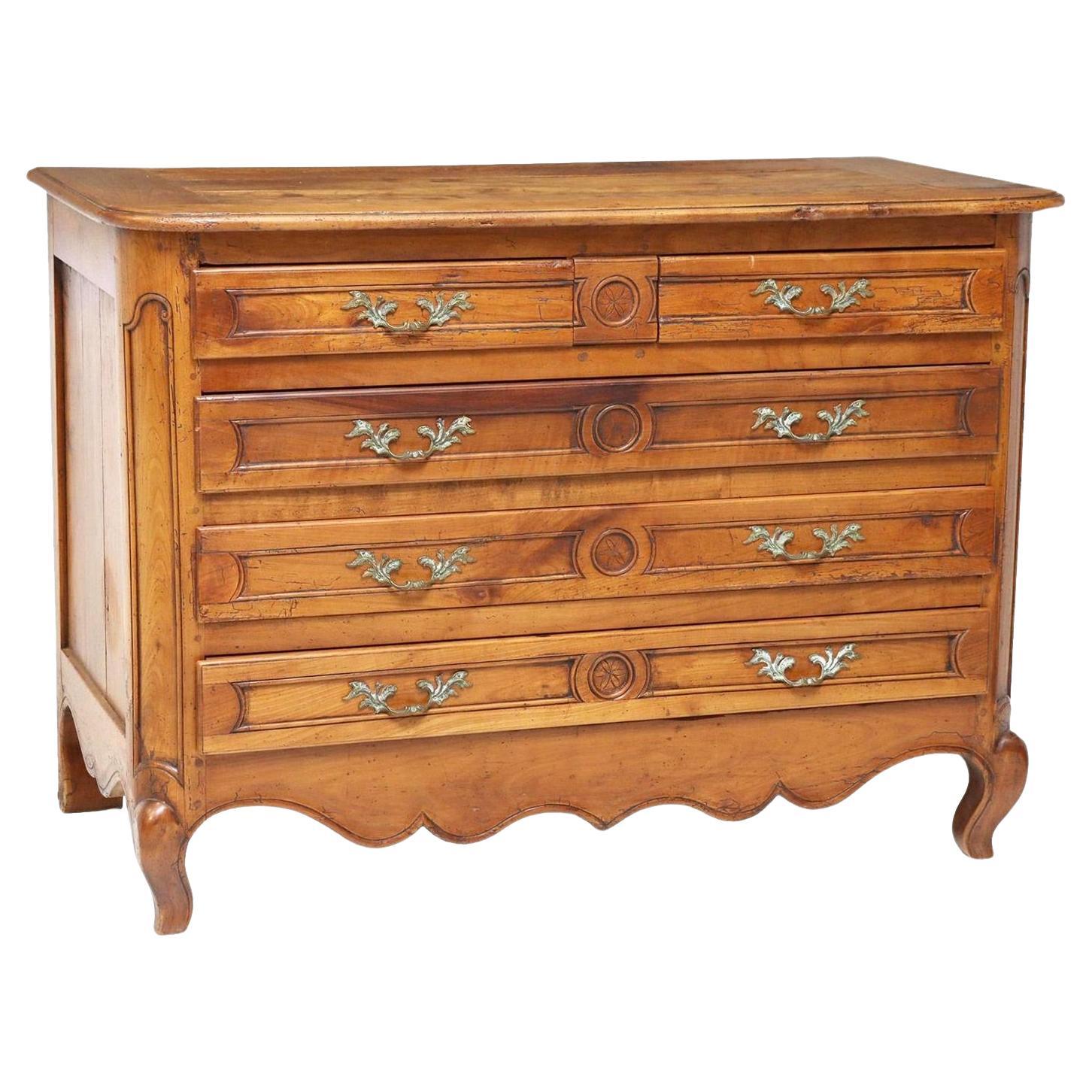 Antique French Louis XV Style Five Drawer Commode For Sale