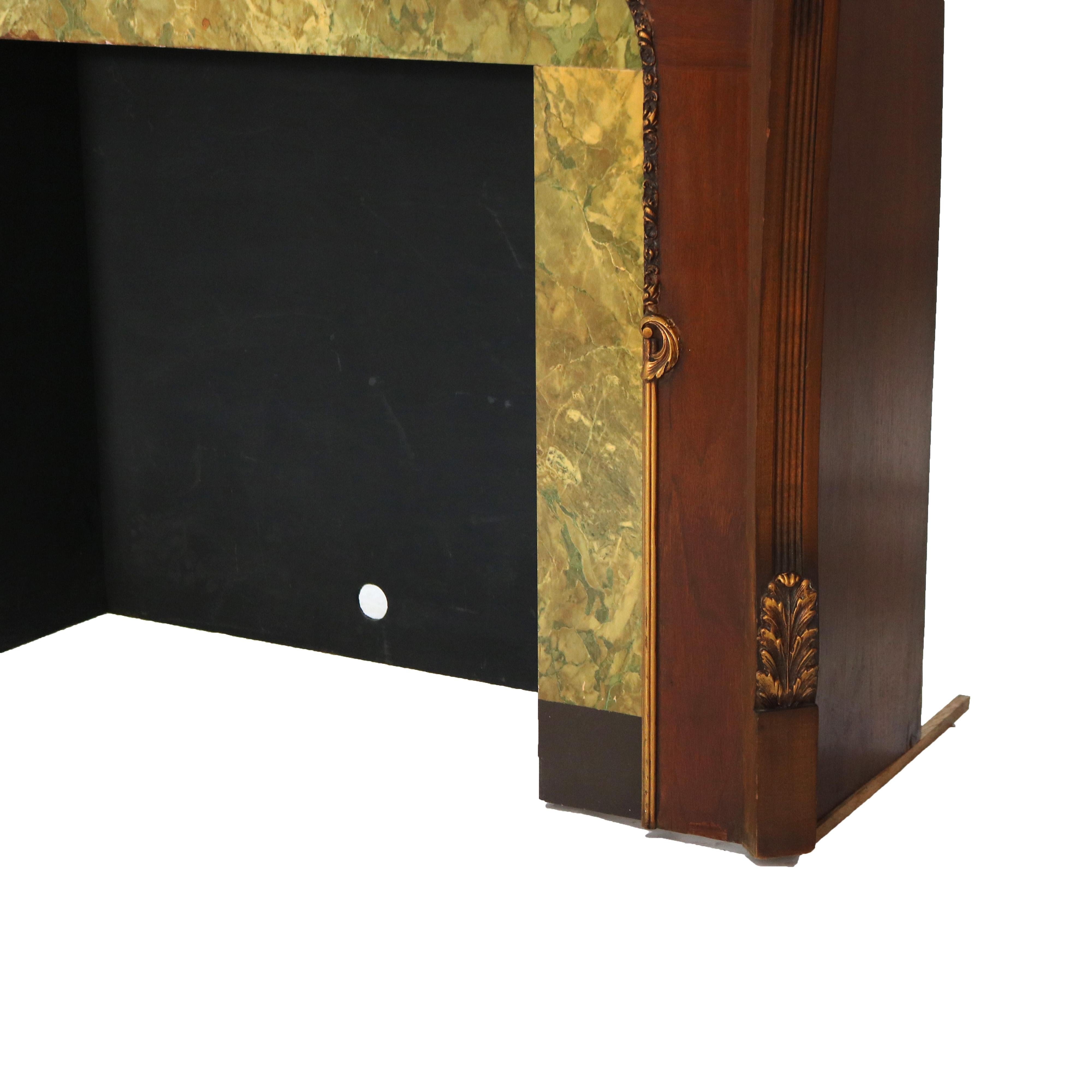 Antique French Louis XV Stil Laub geschnitzt Nussbaum & vergoldet Kamin Mantel im Angebot 2