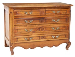 Antique French Louis XV Style Fruitwood Five Drawer Commode