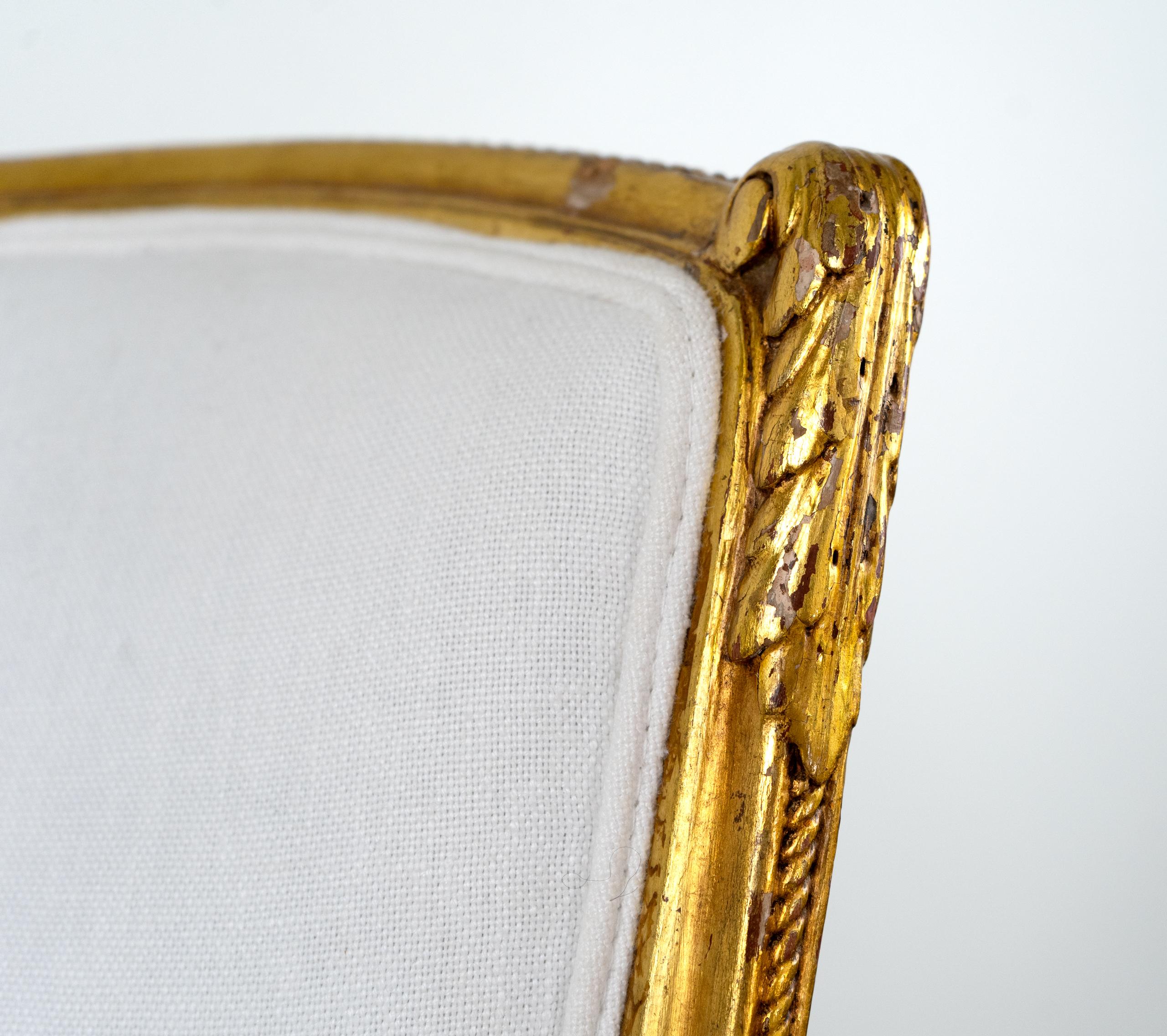 20th Century Antique French Louis XV Style Gilded Accent Chairs 