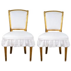 Antique French Louis XV Style Gilded Accent Chairs