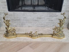 Antique French Louis XV Style Gilt Bronze Chenets Fire Fender