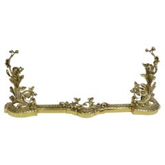 Antique French Louis XV Style Gilt Bronze Chenets Fire Fender 