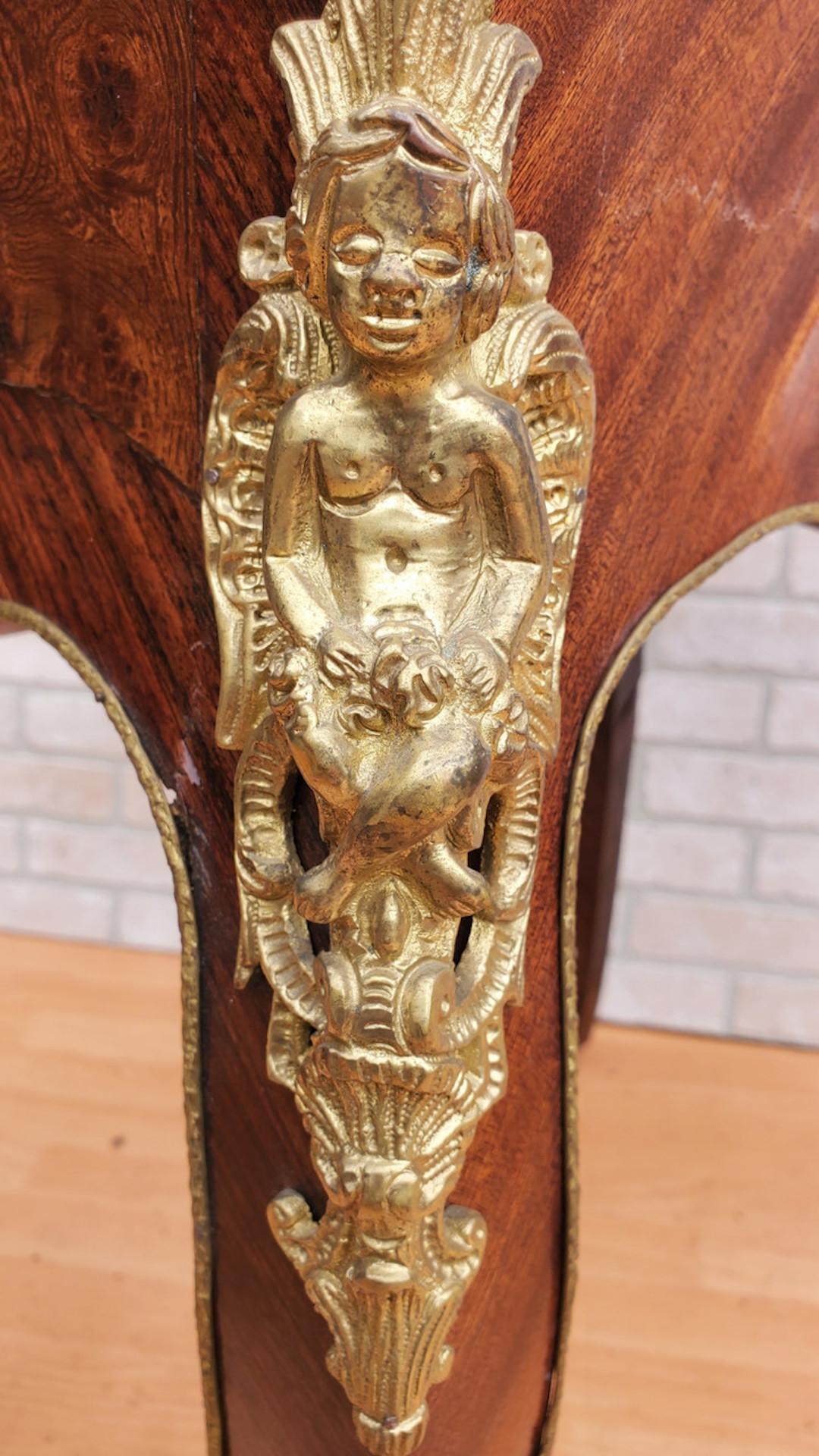 Luigi XV Antique French Louis XV Style Gilt Bronze Mounted Bureau De Pente Writing Desk in vendita