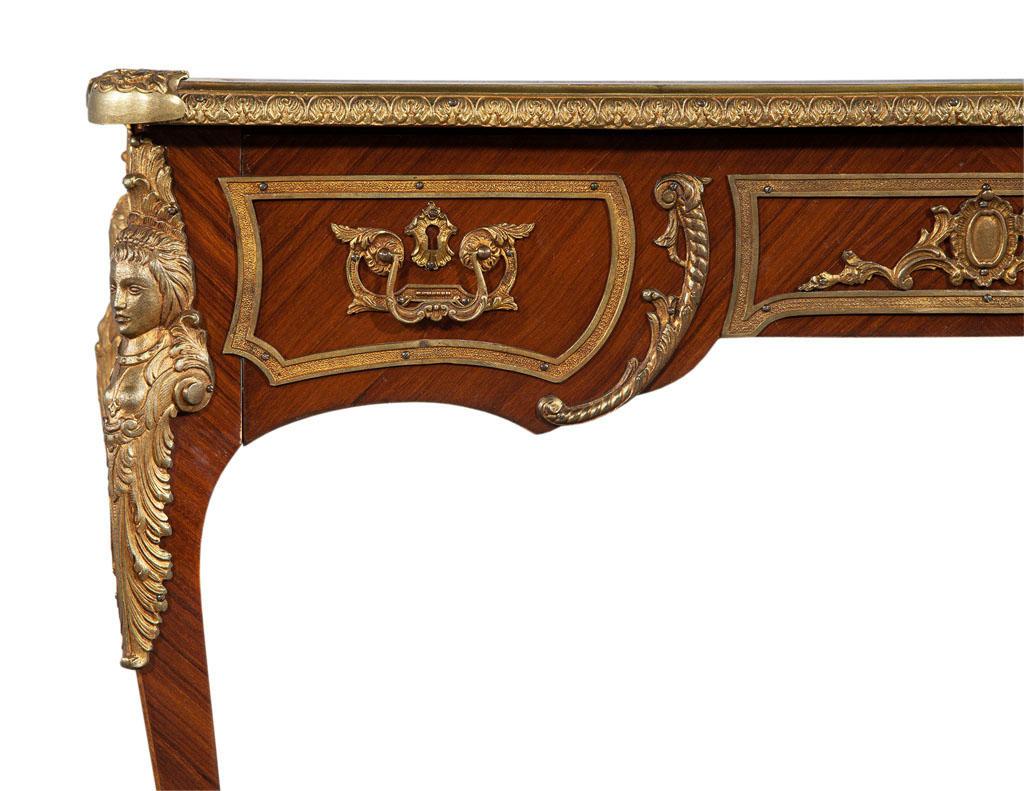 Antique French Louis XV Style Gilt Bronze Mounted Leather Top Writing Desk 9